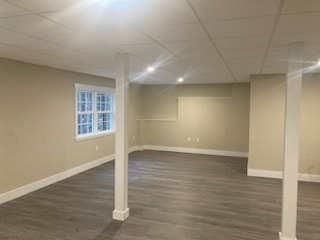 Applewood Estates Home finished basement alternate angle with window, recessed lighting, and LVP flooring